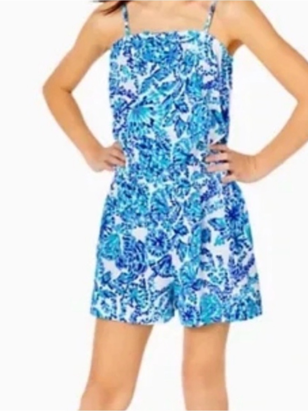 Lily Pulitzer Girls Blue Floral Print Romper